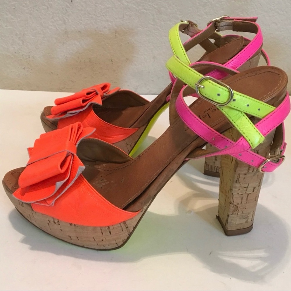 Nanette LEPORE Cork Platform Sandal FLOURESCENT 36.5